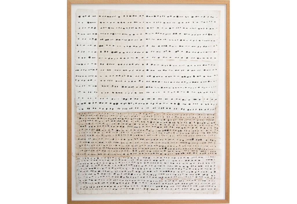 Écriture asémique - encre noir et fils rouge