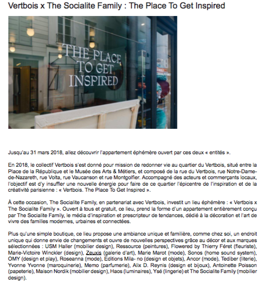 Zeuxis dans le magazine First Luxe